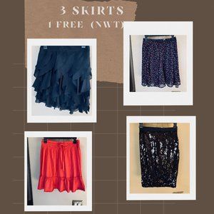 3 XS SKIRTS 1 FREE NWT